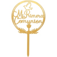 Topo para bolo de Minha Primeira Comunhão dourado