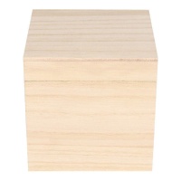 Caixa de madeira de forma quadrada 12 x 12 cm