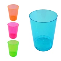 Copos de plástico néon de 370 ml - 4 unid.