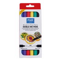 Conjunto de canetas de tinta comestível com ponta dupla colorida - PME - 6 unid.