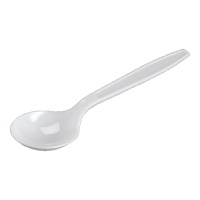 Colheres de sobremesa de plástico branco 12,5 cm - 100 unid.
