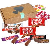 Caixa de oferta com snacks de chocolate