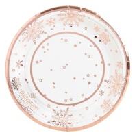 Pratos de neve 18 cm em ouro rosa - 8 unid.