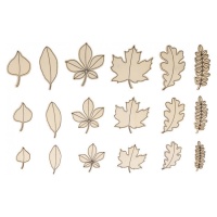 Figurinhas de madeira com folhas de outono sortidas - 18 unid.