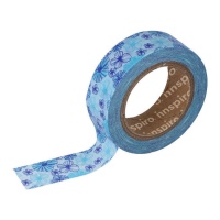 Washi tape flores azuis - 10 m