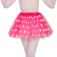 Tutu fúcsia com bolinhas brancas infantil