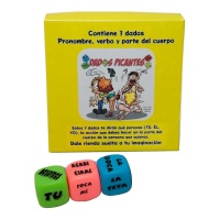 Conjunto de 3 dados picantes de pronomes, verbos e partes do corpo