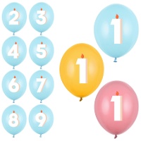 Balões de Látex Número Multicoloridos de 30 cm - 50 unidades