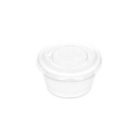 Pote de plástico branco de 60 ml para molhos com tampa - 10 unid.