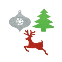 Decorações de Natal com purpurinas - 6 unidades
