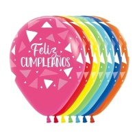 Balões de látex sortidos 30 cm Feliz Aniversário - Sempertex - 12 unidades