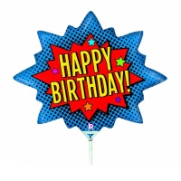 Happy Birthday Comic Book Balão metálico 34 x 30 cm - 10 peças - Grabo