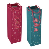 Saco para vinho 33 x 12 x 10 cm HO HO HO HO - 1 unid.