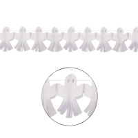 Grinalda de papel de fantasma branco com franjas de 3 m