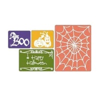 Estêncil para estampagem Happy Halloween - 4 peças