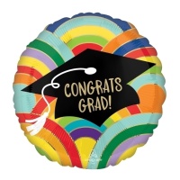 Parabéns grad! 43 cm balão de arco-íris redondo com tampa - Anagrama