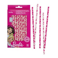 Palhinhas de papel biodegradáveis Barbie - 80 unid.