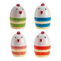 Figuras de galinhas coloridas de 3 cm para roscón - Dekora - 50 unid.