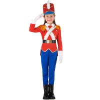 Fato de soldado de lata vermelho e azul para rapariga