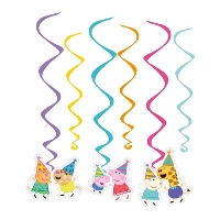 Pendentes decorativos de Peppa Pig em espiral - 6 unidades