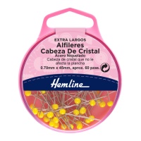 Pinos de cristal amarelo 45 x 0,7 mm - Hemline - 60 unidades