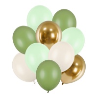 Balões de látex 27 a 30 cm verde - 10 peças.