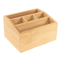 Organizador de controlo em bambu 15 x 12 x 8,5 cm - 5 compartimentos