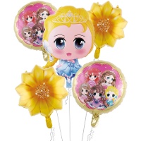Buquê de princesa mágica amarela - 5 unidades