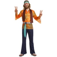 Fato de hippie laranja para homem