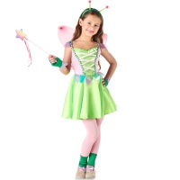 Fato de fada rosa e verde para rapariga