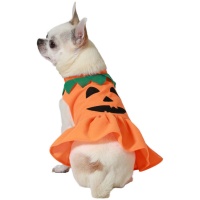 Fato de abóbora com folho para cães
