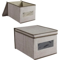 Caixa baixa de 40 x 30 x 25 cm com tampa articulada e janela