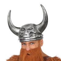 Capacete Viking prateado com chifres