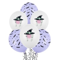 Balões de látex Hocus pocus Halloween com bruxa 30 cm - PartyDeco - 50 unidades