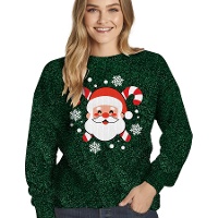 Suéter de Natal da Papai Noel com glitter para mulher