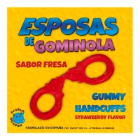 Goma de gelatina em forma de algemas vermelhas