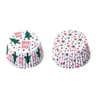 Formas para cupcakes com estrelas e Feliz Natal - Decora - 36 unidades