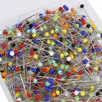 Alfinetes de cabeça de vidro cores sortidas 38 x 0,70 mm - Fildor - 100 unid.
