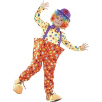Fato de palhaço com pontos de polca coloridos para crianças