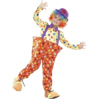 Fato de palhaço com bolinhas coloridas para menino