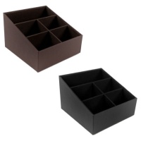 Organizador de controlo quadrado em pele sintética de 18 x 18 x 12 cm - 5 compartimentos