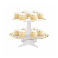 Stand para cupcakes em cartão branco e dourado de 31,7 x 24,4 cm - Unique
