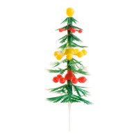 Pine tree cake toppers com bolas coloridas de 9 cm - Dekora - 72 unidades