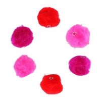 Pompons acrílicos com tubo em 3 tons de vermelho 2,5 cm - Innspiro - 50 unid.