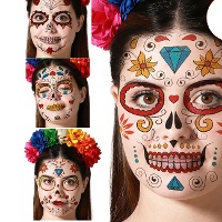 Tatuagens temporárias de Catrina colorida - 1 unidade