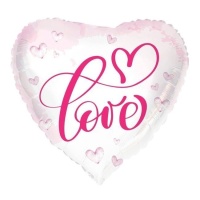 Balão de coração com amor rosa 45 cm
