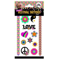 Tatuagens temporárias Hippie com glitter - 12 tatuagens