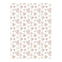 Papel cartão com corações cor-de-rosa 32 x 43,5 cm - Artis decor - 5 unid.