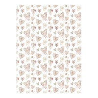 Papel cartão com corações cor-de-rosa 32 x 43,5 cm - Artis decor - 5 unid.