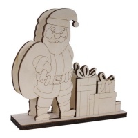 Suporte de guardanapos de madeira com Pai Natal e presentes de 18 x 19 x 6 cm - Artis decor